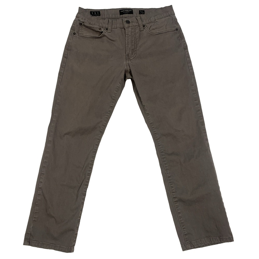 Lucky Brand 121 Slim Straight Jeans Mens 30x26 Gray Charcoal Stretch Pants